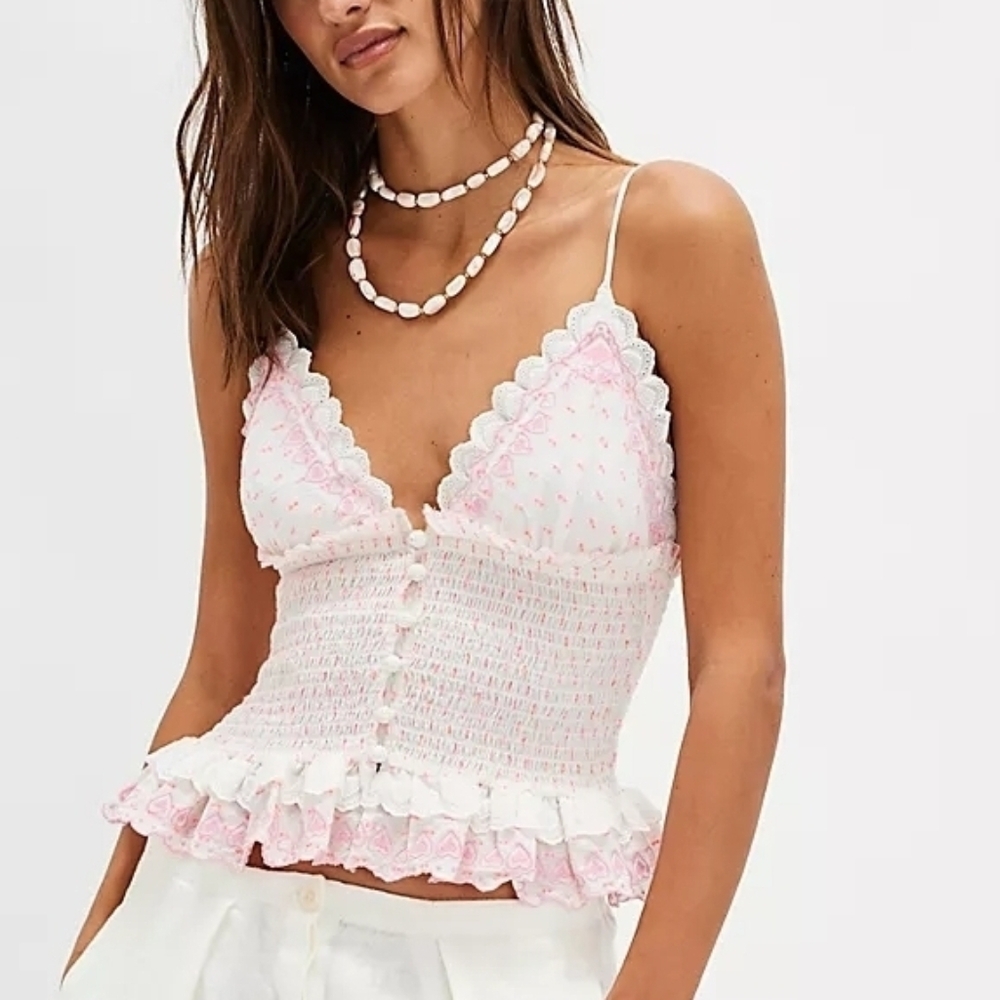 Free People Love Letter Embroidered Hearts Tank Top - Picture 3 of 4